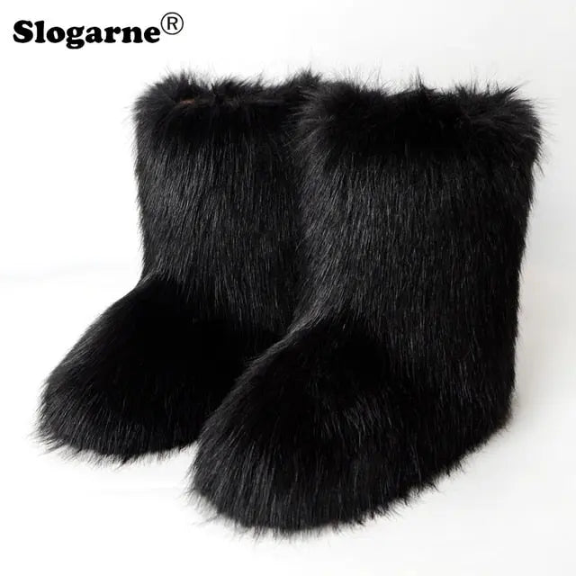 Fluffy Fox Fur Boots - Image #30