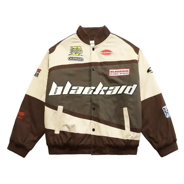 Streetwear Letter Print Motorcycle Jacket - Wamarzon