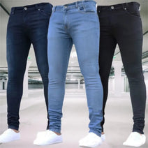 Men's Pants Retro Washing Zipper Stretch Jeans - Wamarzon