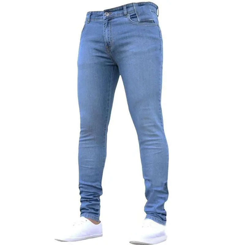 Men's Pants Retro Washing Zipper Stretch Jeans - Wamarzon