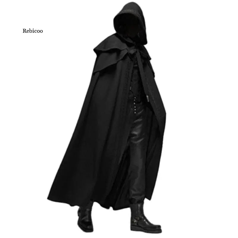 Hooded Solid Loose Men Cloak - Wamarzon