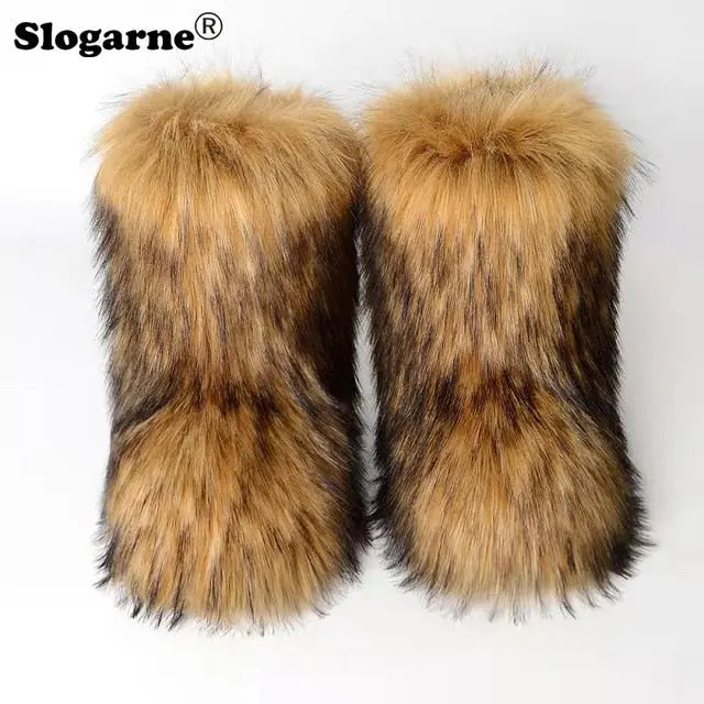 Fluffy Fox Fur Boots - Image #79
