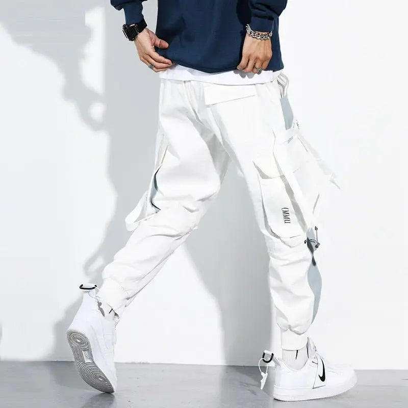 Joggers Men Ribbons Cargo Pants - Wamarzon