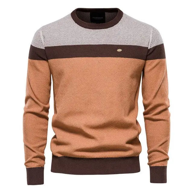 Spliced Cotton Men's Sweater - Wamarzon