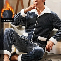 Mens Coral Fleece Sleepwear Pajamas - Wamarzon