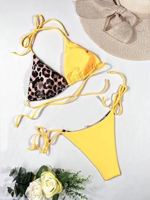 Ellolace Leopard 2 Piece Bikini Set - Wamarzon