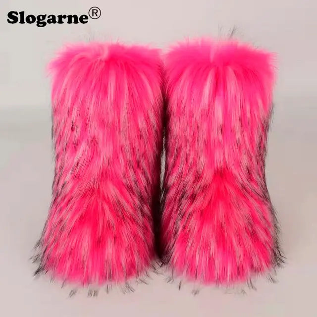 Fluffy Fox Fur Boots - Image #70