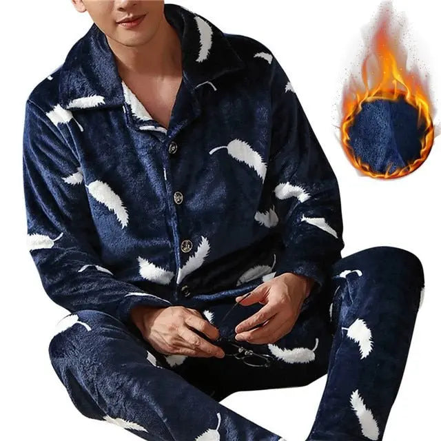 Mens Coral Fleece Sleepwear Pajamas - Wamarzon