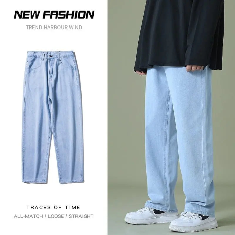 Men's Denim Wide-leg Pants - Wamarzon