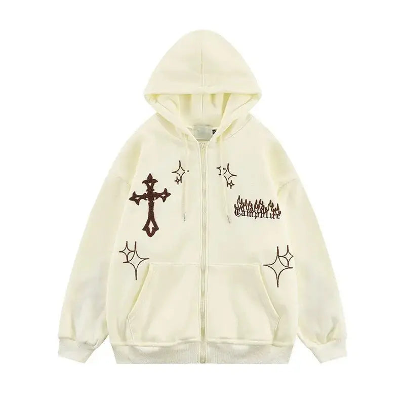 Goth Embroidery Retro Hoodies - Wamarzon