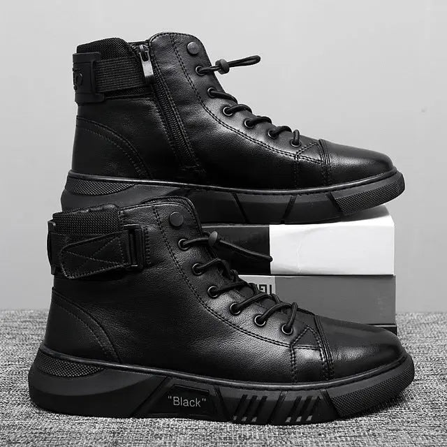 Leather Platform Boots - Wamarzon