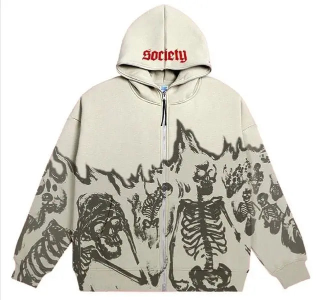 Men's Streetwear Skull Hoodies - Wamarzon