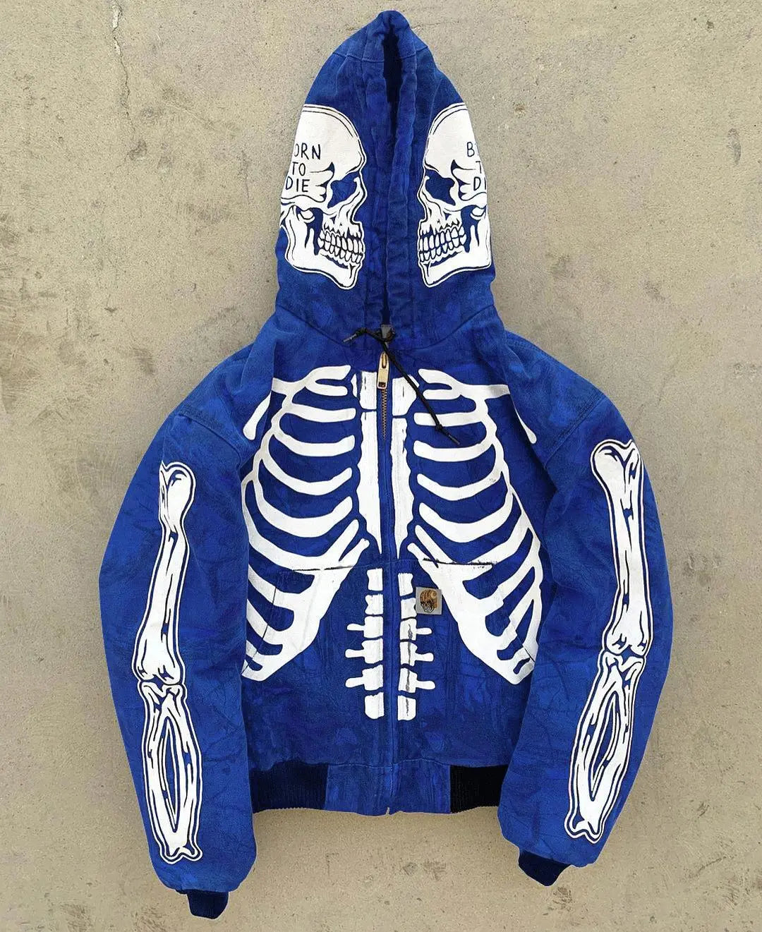 Men's Skeleton Hoodie Custom Full Face Zip - Wamarzon