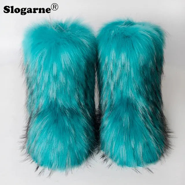 Fluffy Fox Fur Boots - Image #85