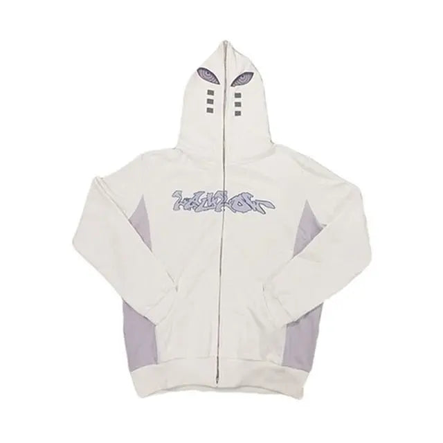 Full Zip Star Print Hoodie - Wamarzon