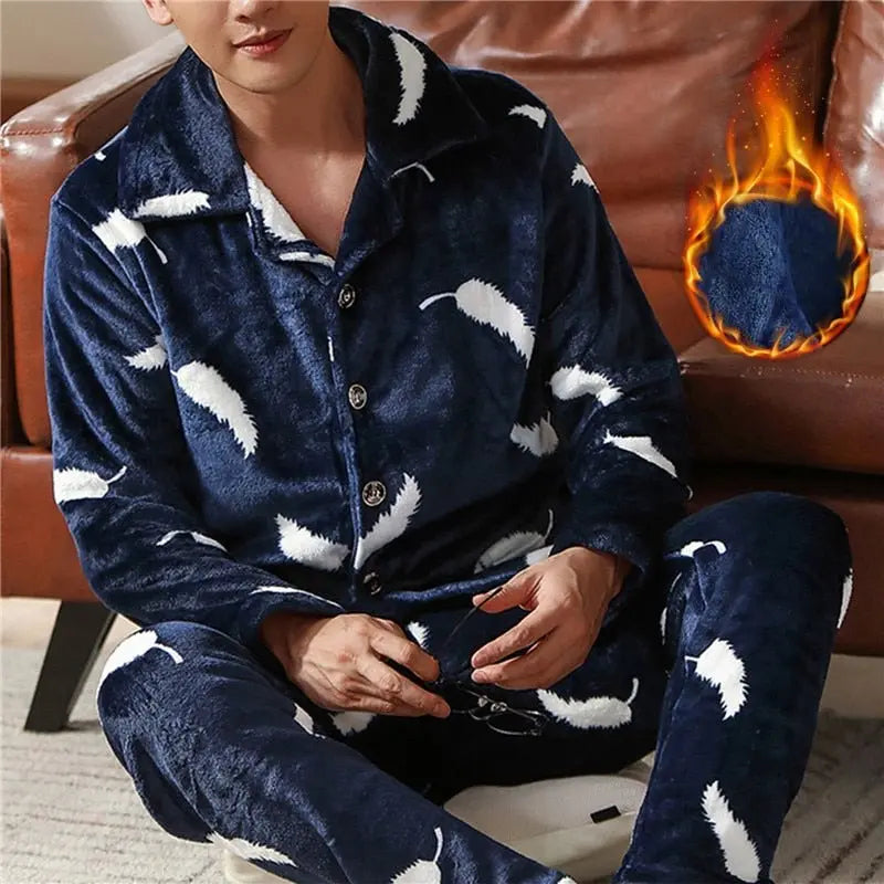 Mens Coral Fleece Sleepwear Pajamas - Wamarzon