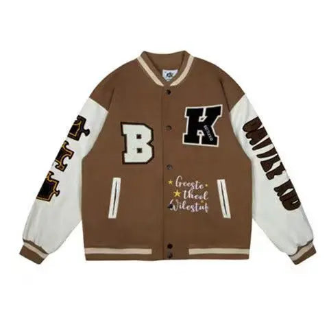 Embroidered Baseball Uniform Jacket - Wamarzon