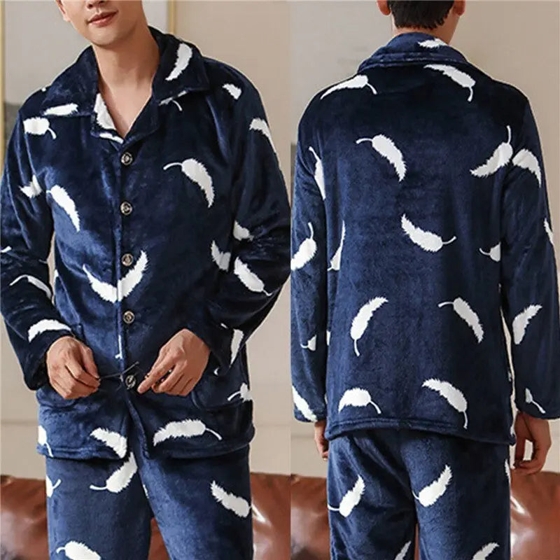 Mens Coral Fleece Sleepwear Pajamas - Wamarzon