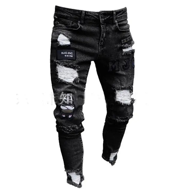 Men Stretchy Ripped Skinny Jeans - Wamarzon
