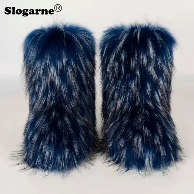 Fluffy Fox Fur Boots - Image #47