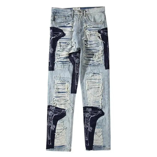 Men's Ripped Tassel Jeans - Wamarzon