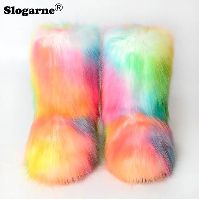 Fluffy Fox Fur Boots - Image #8