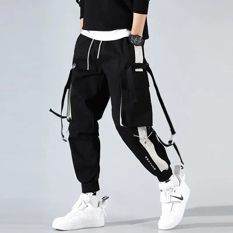 Joggers Men Ribbons Cargo Pants - Wamarzon