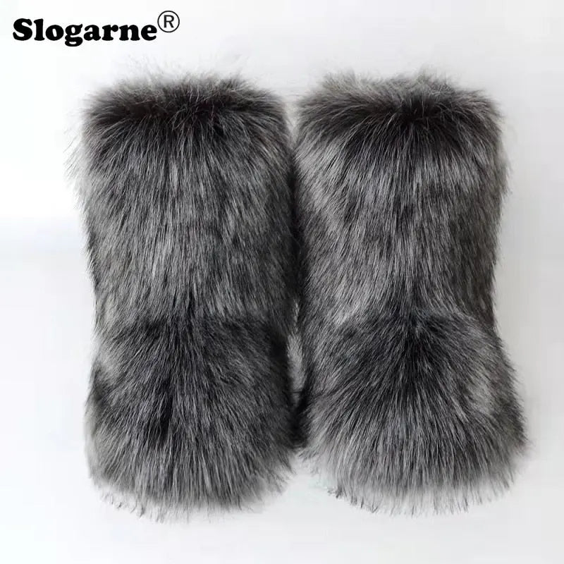 Fluffy Fox Fur Boots - Image #2