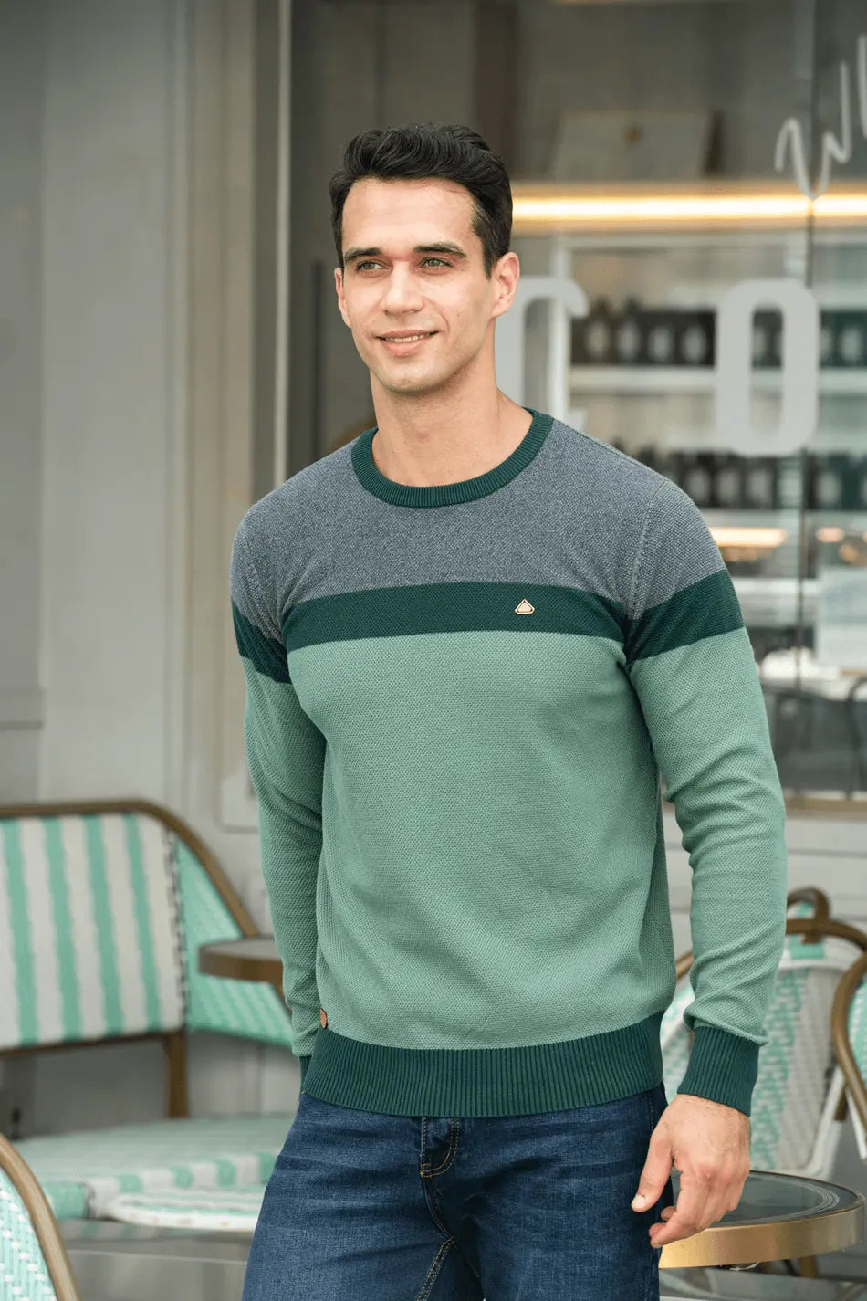 Spliced Cotton Men's Sweater - Wamarzon