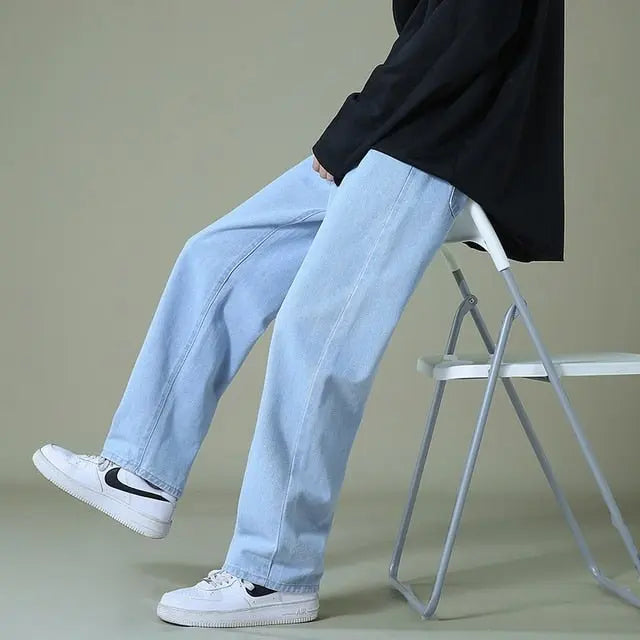 Men's Denim Wide-leg Pants - Wamarzon