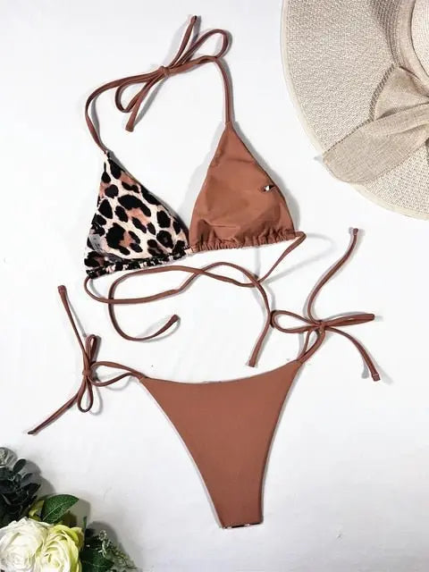 Ellolace Leopard 2 Piece Bikini Set - Wamarzon