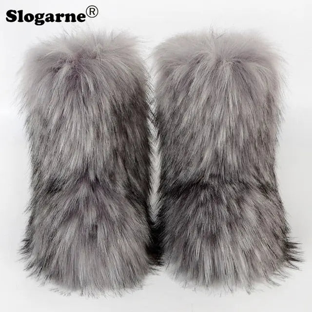 Fluffy Fox Fur Boots - Image #19
