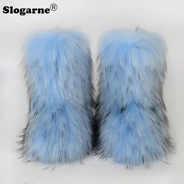 Fluffy Fox Fur Boots - Image #97