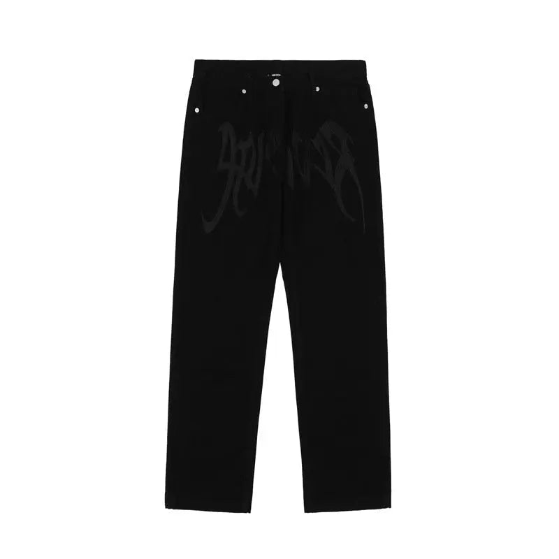 Men's Loose Black Street Jeans - Wamarzon