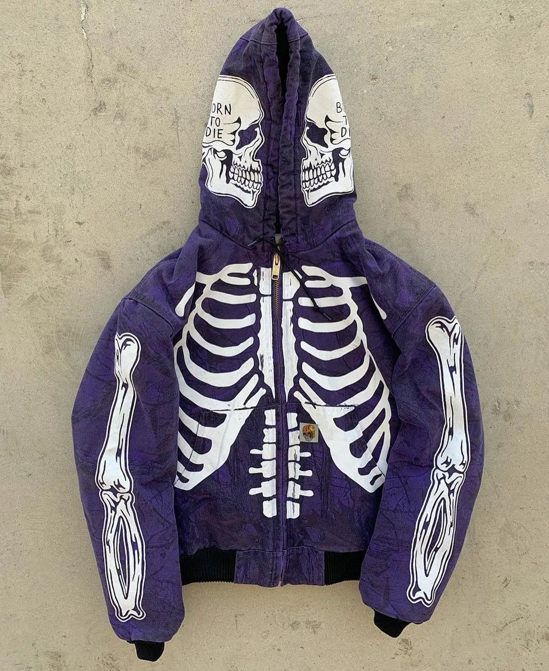 Men's Skeleton Hoodie Custom Full Face Zip - Wamarzon