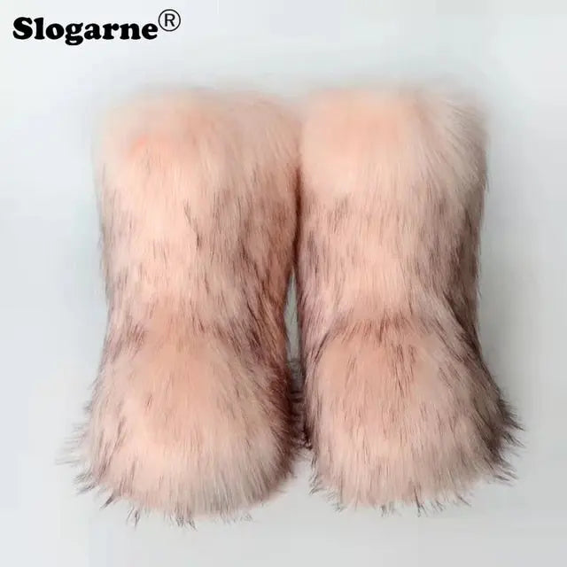 Fluffy Fox Fur Boots - Image #102