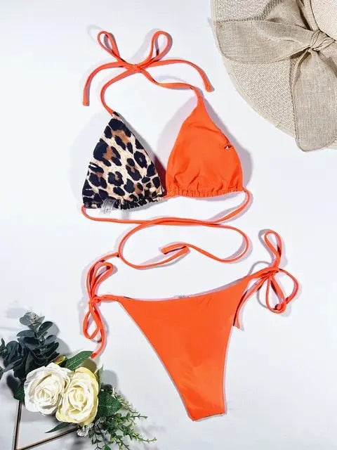 Ellolace Leopard 2 Piece Bikini Set - Wamarzon