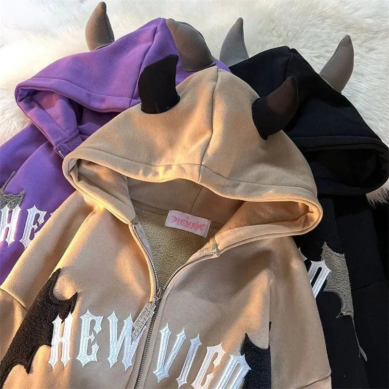 Bat Wing Devil Horn Hoodies - Wamarzon