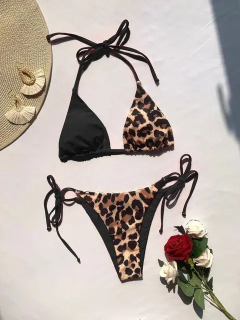 Ellolace Leopard 2 Piece Bikini Set - Wamarzon