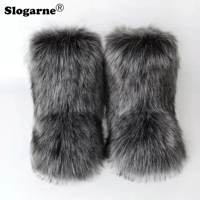 Fluffy Fox Fur Boots - Image #56