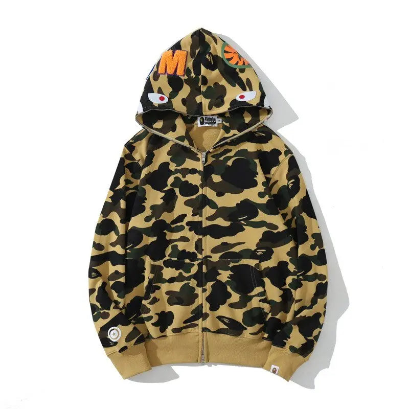 Anime Hoodie Shark Camo Full Zip - Wamarzon