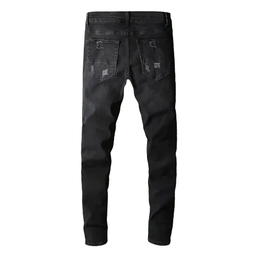 Black Bandanna Ripped Jeans - Wamarzon