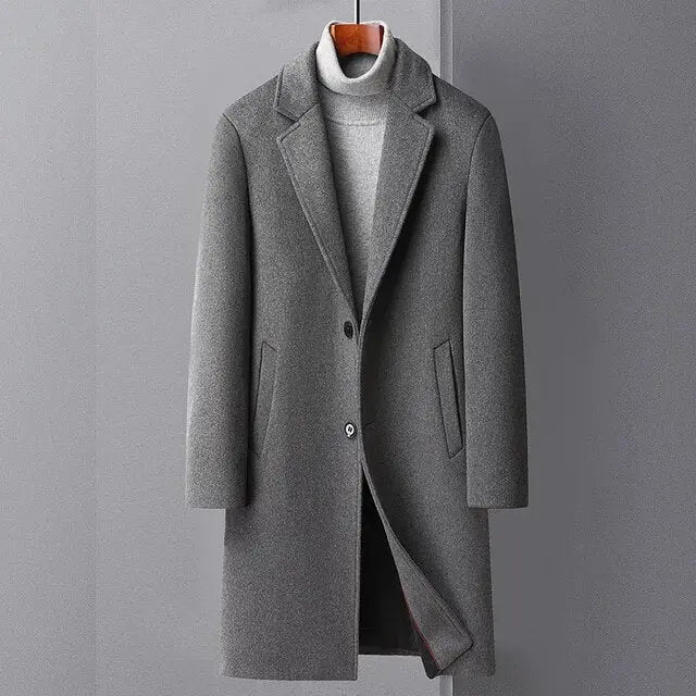 Men's Wool Trench Coat - Wamarzon