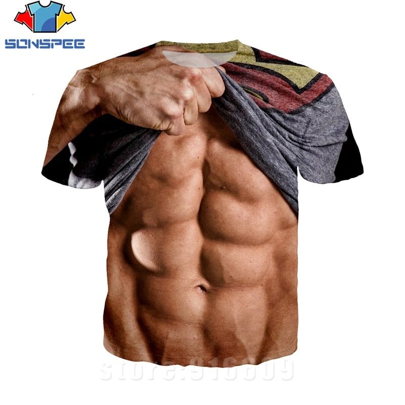 3D Printed Fake Muscle T-shirts - Wamarzon