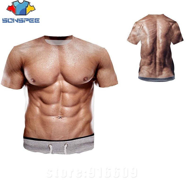 3D Printed Fake Muscle T-shirts - Wamarzon