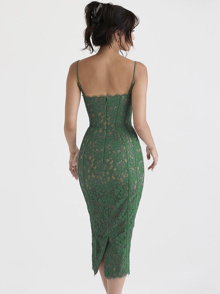Elegant Backless Midi Dress - Wamarzon