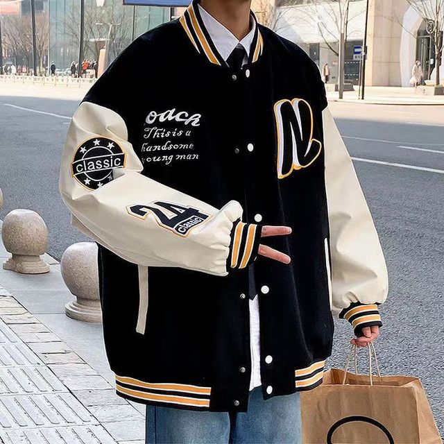 Embroidered Baseball Uniform Jacket - Wamarzon