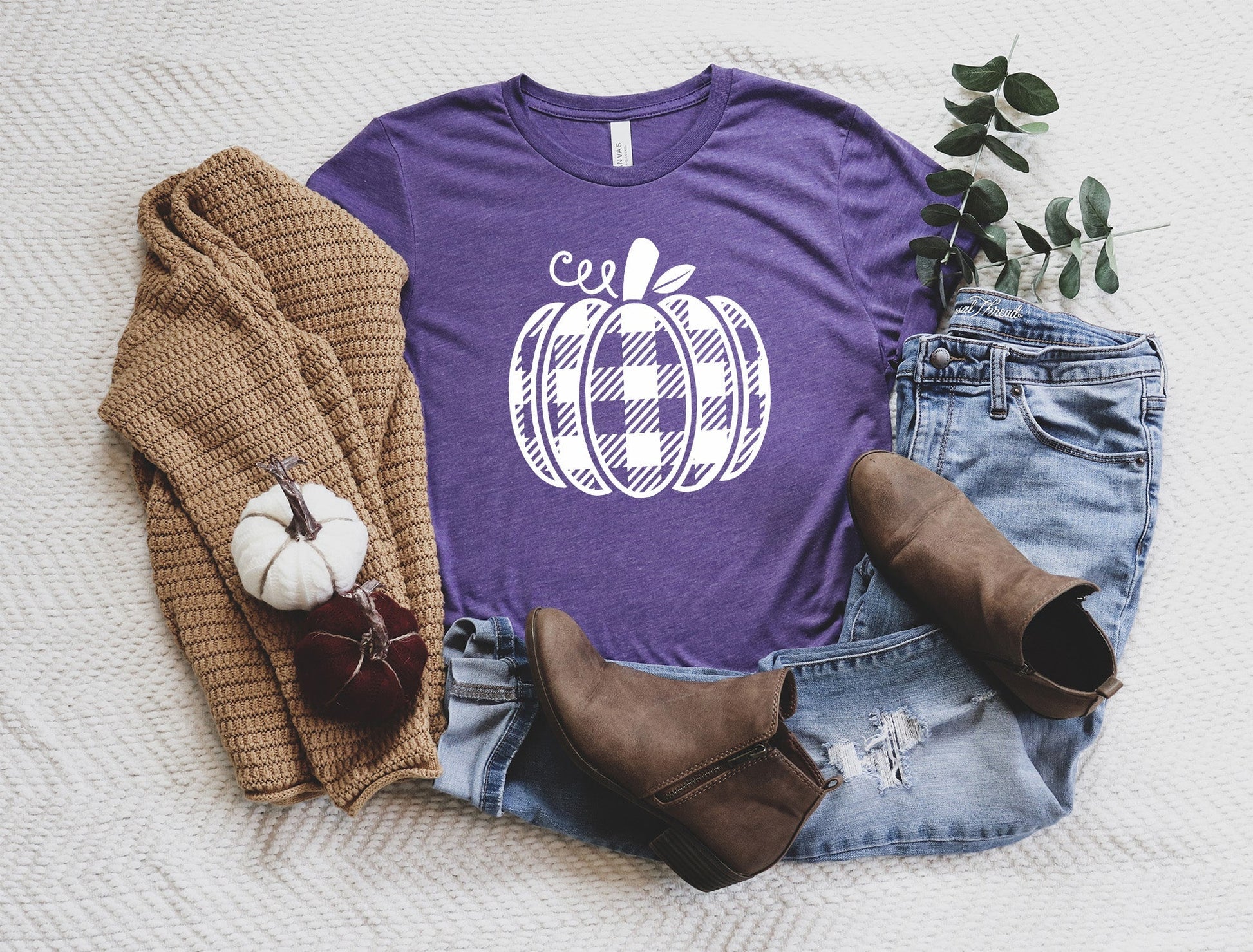 Fall Pumpkin Shirt, Plaid Pumpkin Shirt - Wamarzon