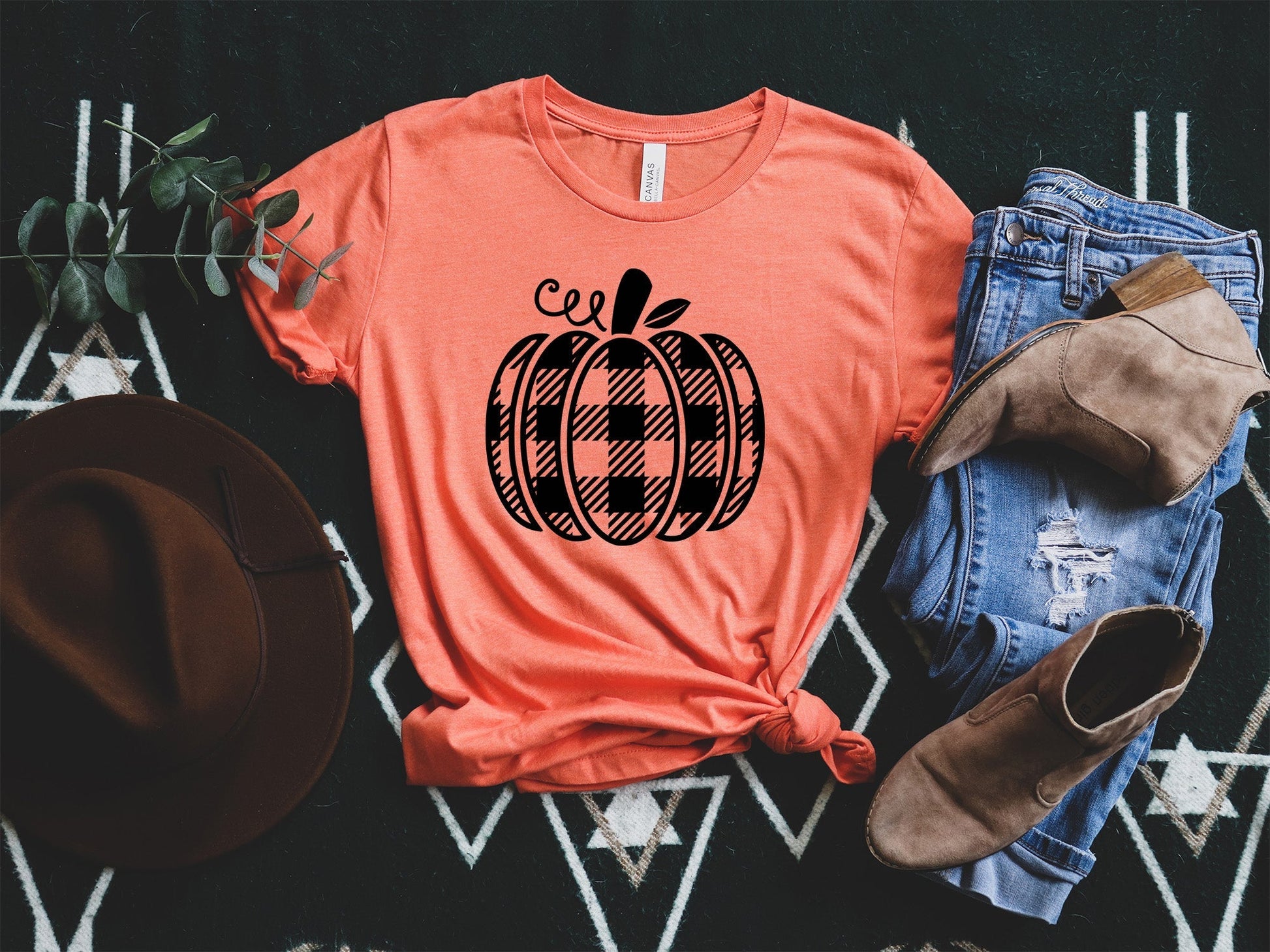 Fall Pumpkin Shirt, Plaid Pumpkin Shirt - Wamarzon