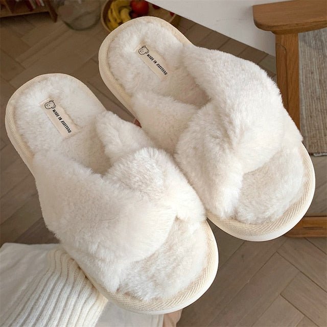 Heart Love Fluffy Fur Slippers - Wamarzon